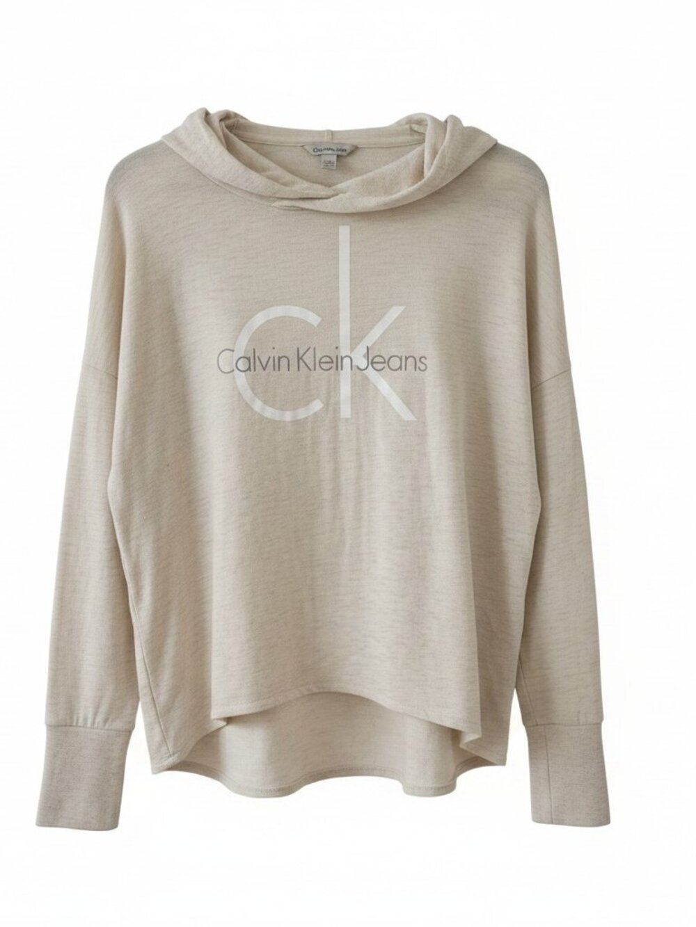 Calvin Klein Jeans Logo Hoodie - Heather Oatmeal (Size XL)